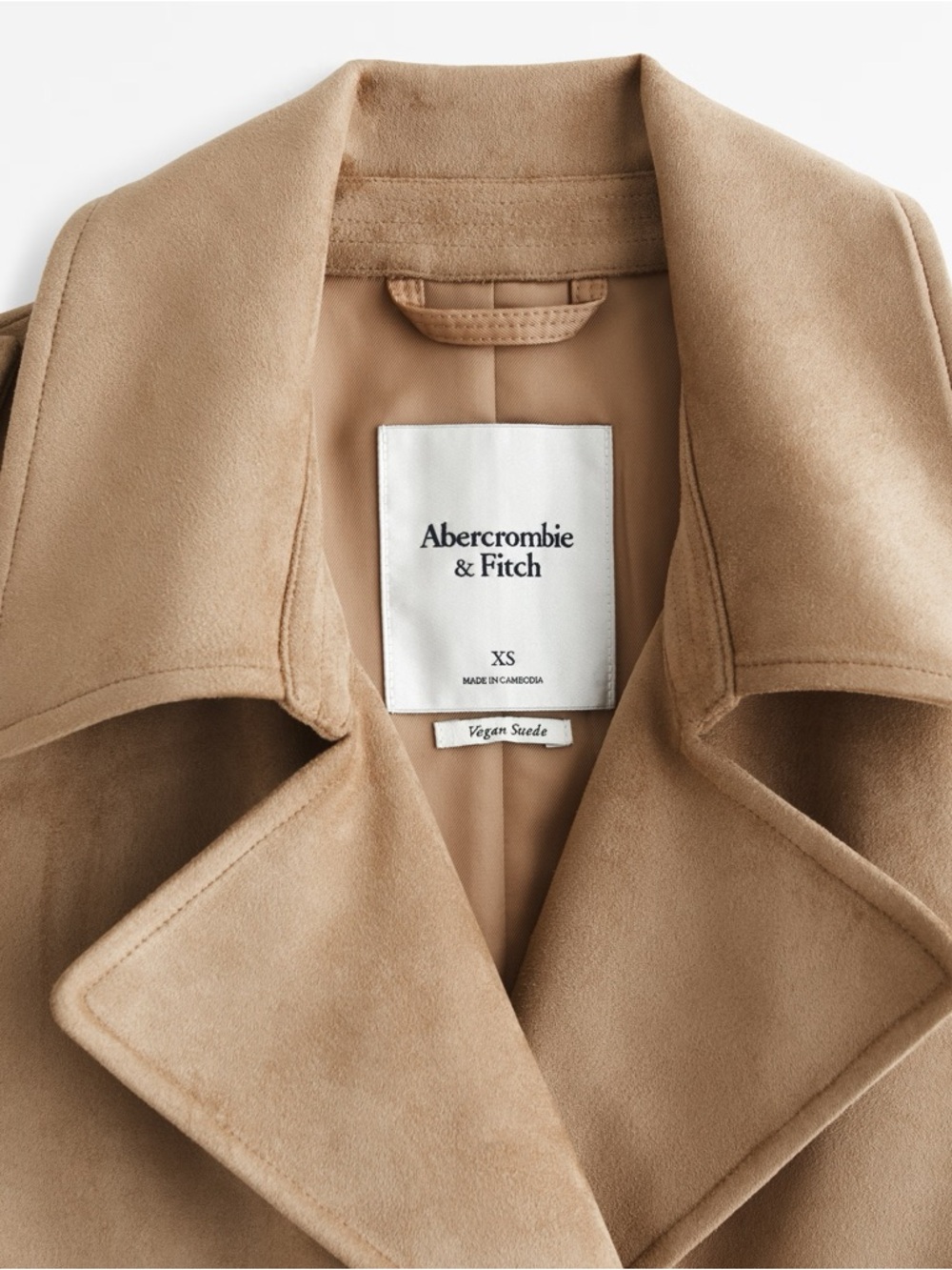 Faux Suede Trench Coat in Camel XS - Picture 3 of 3